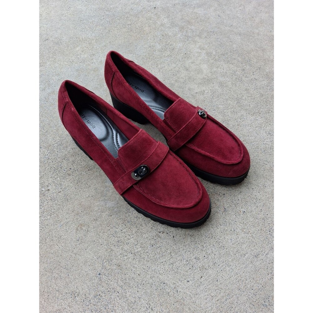 Easy Spirit Women’s Wendy Burgundy Suede Loafers NEW